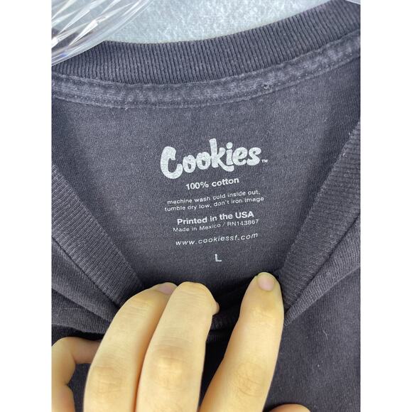 Cookies Shirt Size L Black Long Sleeve Tee Logo Spellout Logo 100% Cotton - Picture 4 of 10
